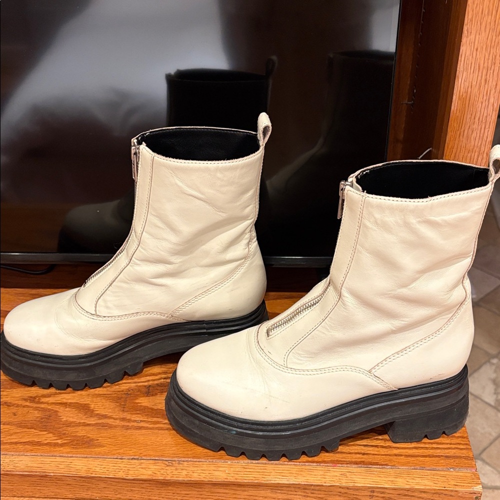 Cream Zip Boot - Picture 6 of 11